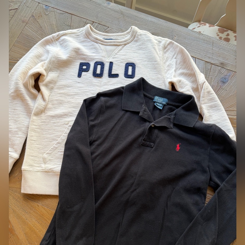 Polo by Ralph Lauren Kids Youth M, Black Polo Shirt and Cream Polo Sweater